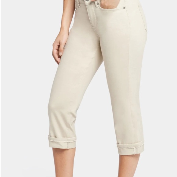NYDJ Marilyn Straight Crop Cuffs Stylish Beige Pants Size 18 - Picture 3 of 9